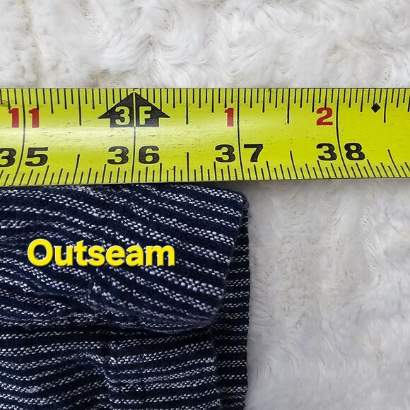 Time & Tru Linen-Blend Striped Pants Navy Women's Size Medium - Picture 10 of 11